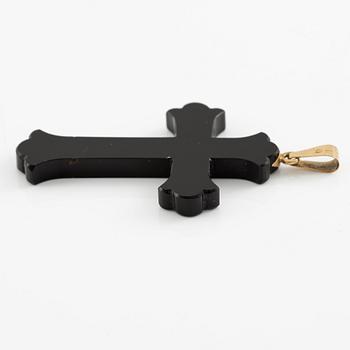 Cross 18K gold and jet, Victorian.