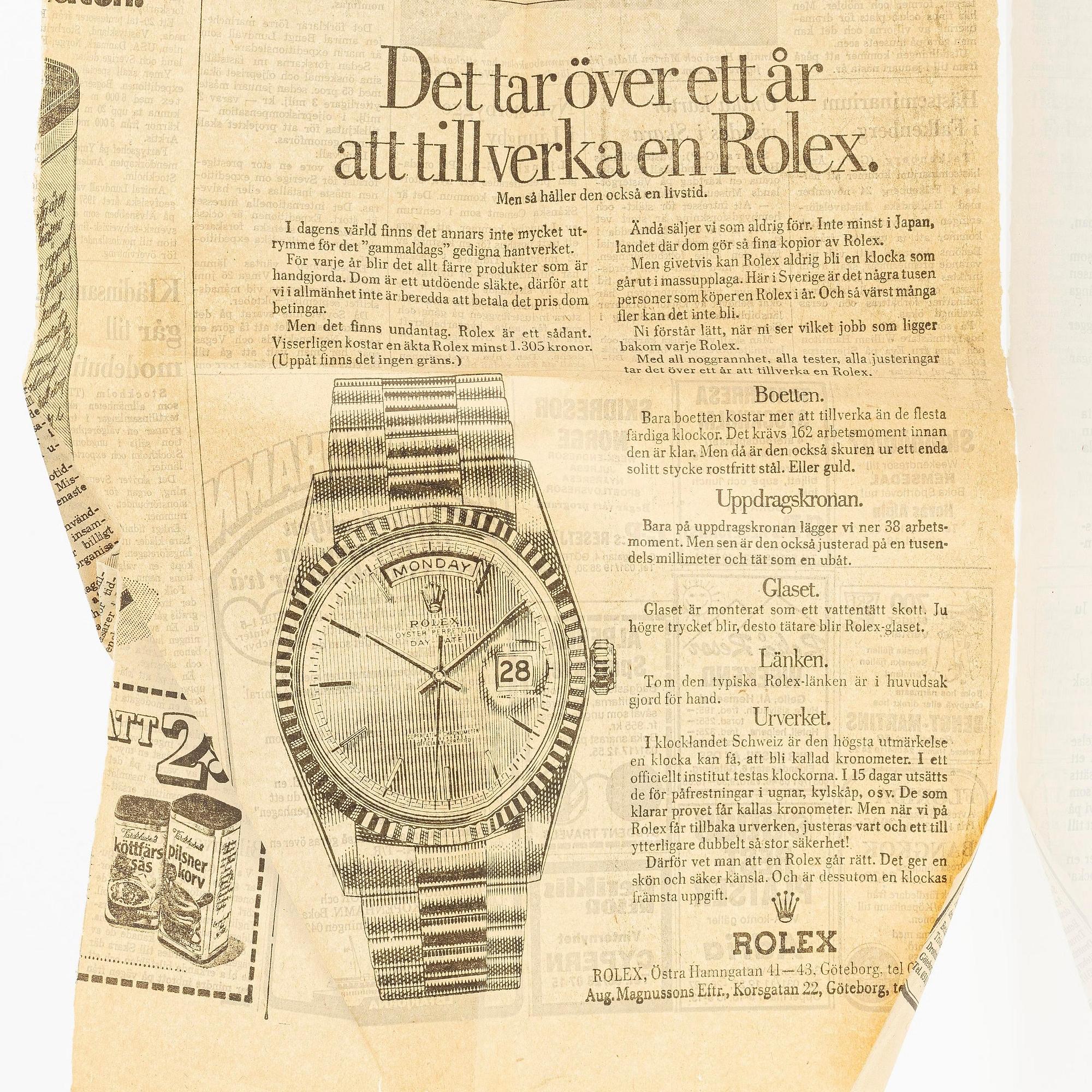 Rolex, Day-Date, "Pie-Pan", wristwatch, 36 mm.