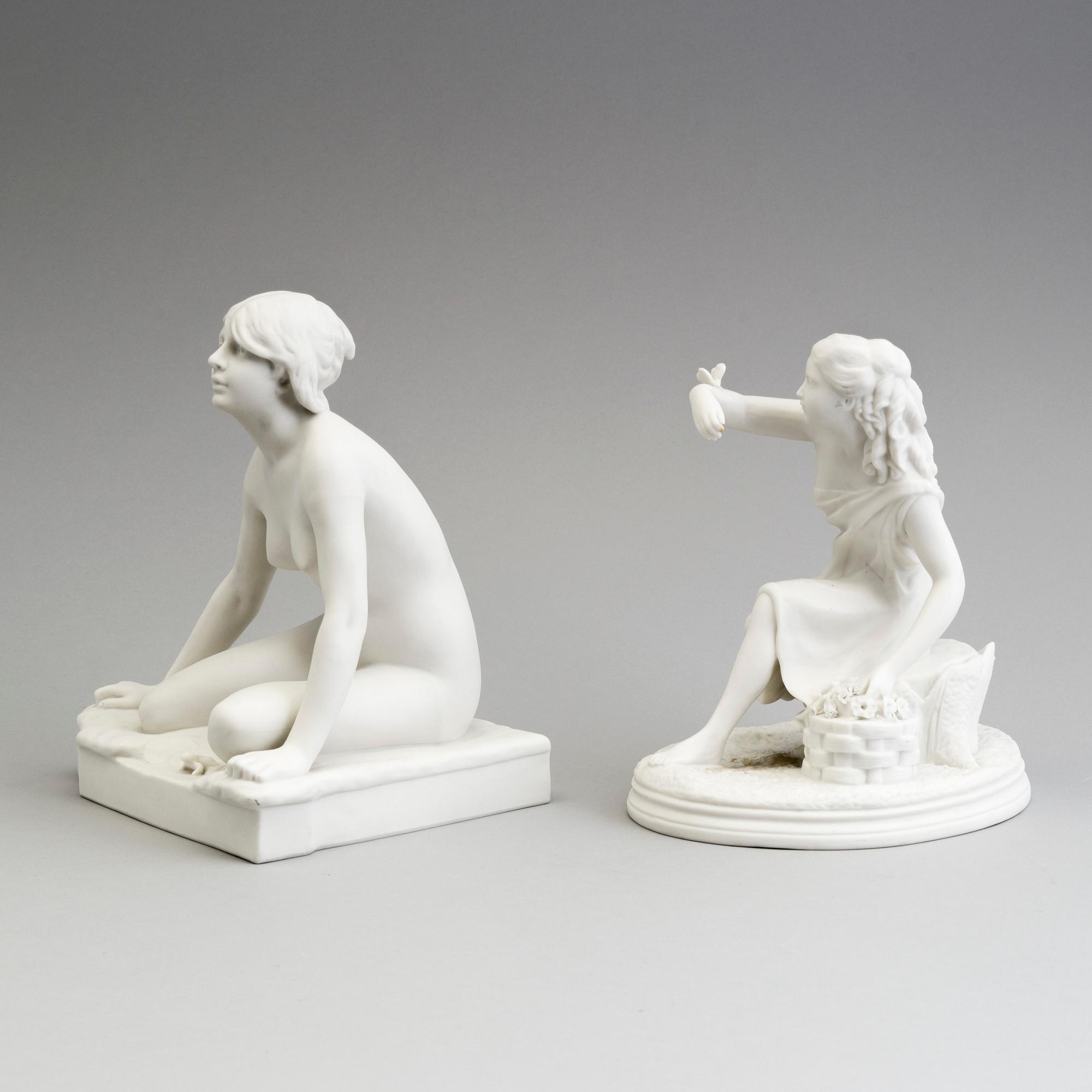 TWO PARIAN FIGURES, Gustavsberg, unmarked.