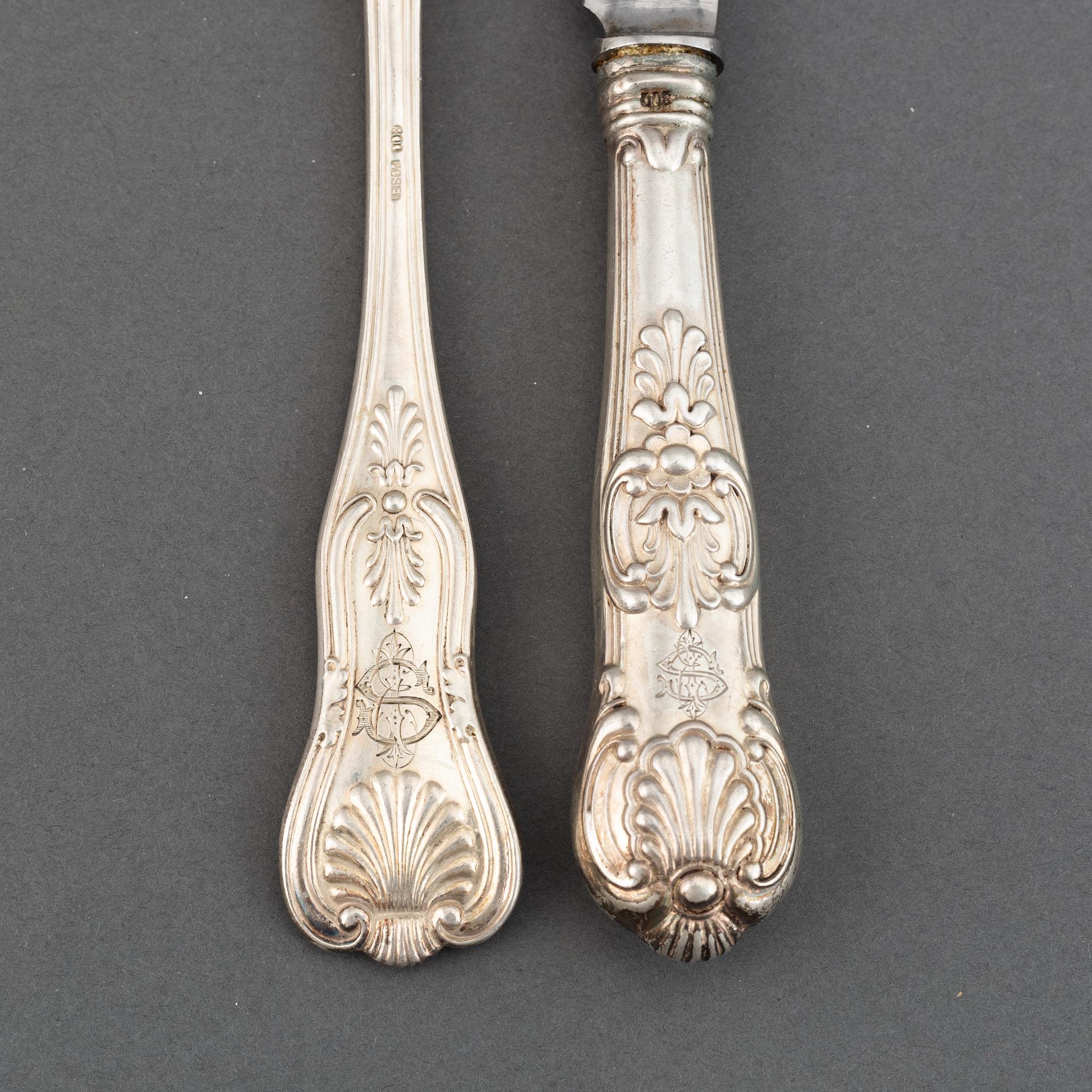 A part silver cutlery service, modell 'Engelsk Snäck' (55 pieces).