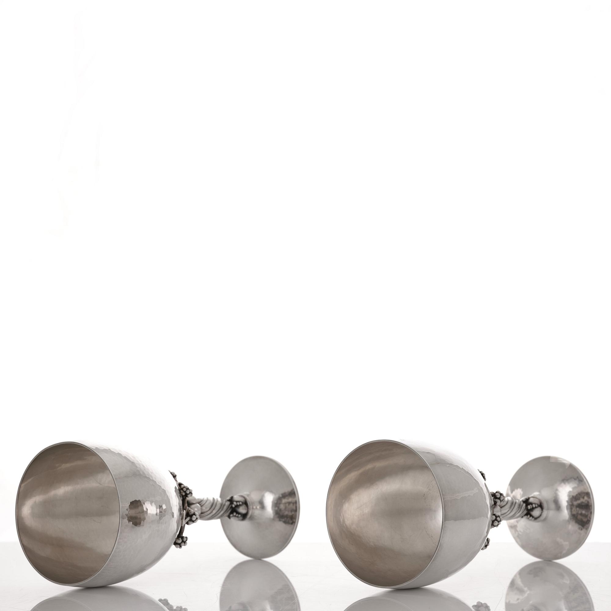 Georg Jensen, vinglas, ett par, Köpenhamn 1988 & 1996, sterling silver, designnr 263.