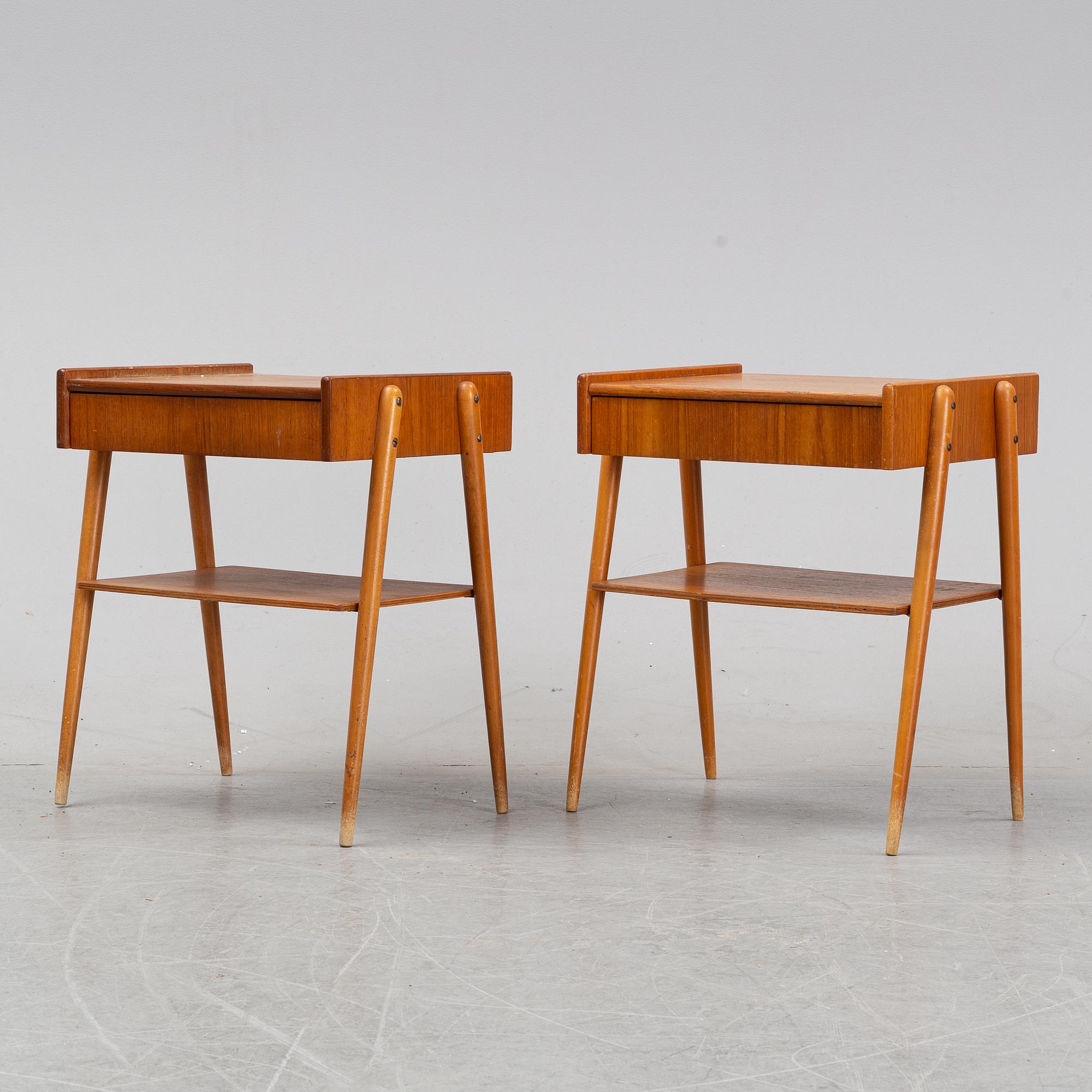A pair of teak bedside tables, AB Carlströms & Co Möbelfabrik, 1950's/60's.