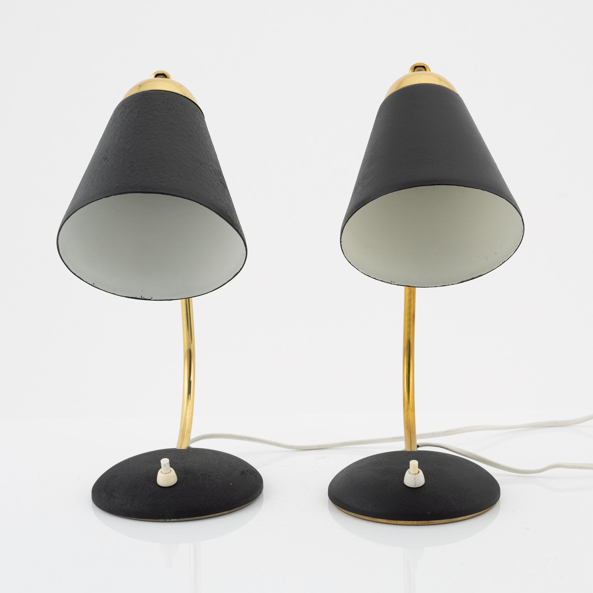 A pair of model '40' wall lights / table lights, EWÅ, Värnamo, mid 20th Century.
