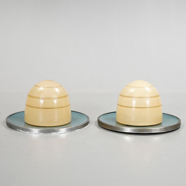 TAKLAMPOR, ett par, art deco, Böhlmarks Pukebergs glasbruk, 20/30-tal.