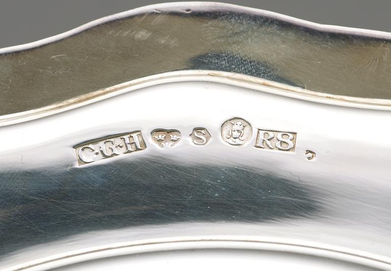 Six Swedish silver plates, maker´s mark C.G. Hallberg, Stockholm 1933-43.