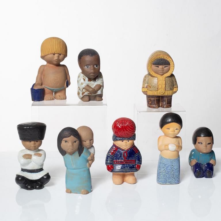 Lisa Larson, figurines, 8 pcs, "Children of the World", Gustavsberg.