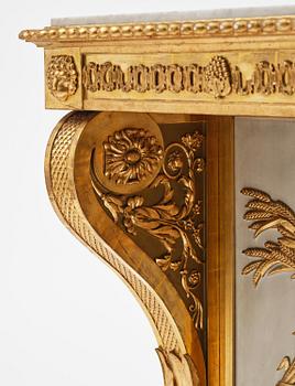 An Empire giltwood and gesso console table by P.G. Bylander (master in Gothenburg 1811-58).