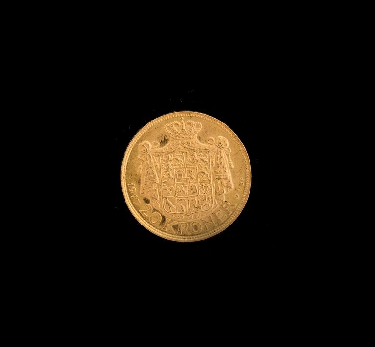 MYNT, guld, 20 kroner, Christian X, 1917.