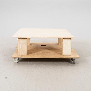 A late 20th vcentury travertine coffee table.