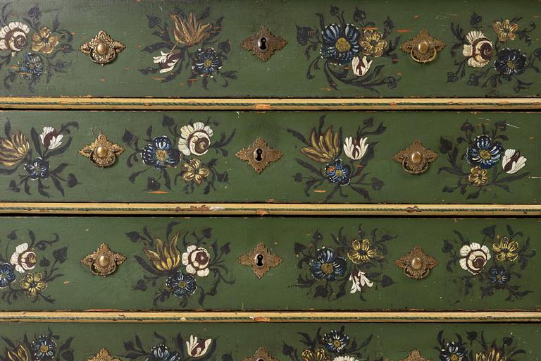 A Norwegian chest of drawers with a top section, mid 18th century.