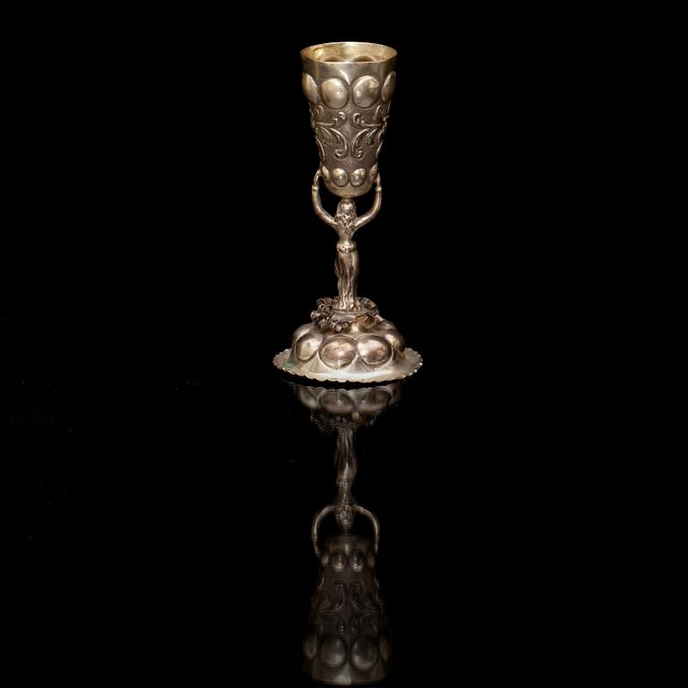 BRÖLLOPSBÄGARE, silver, 1800-tal. Vikt c:a 60 g.