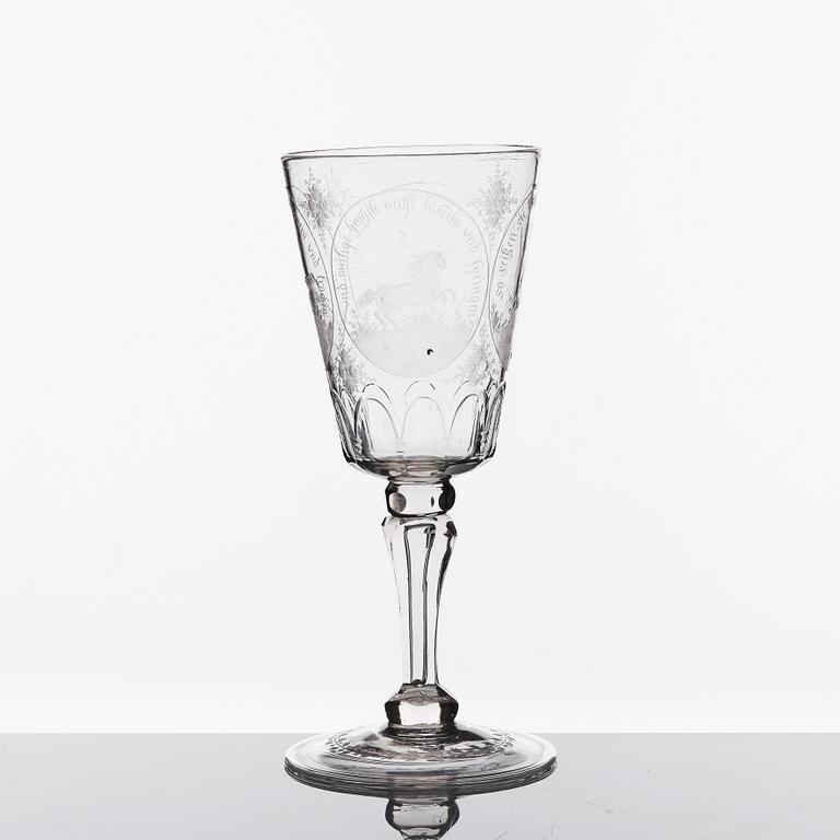 A German cut and engraved goblet, 18th Century.