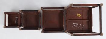 A huanghuali four piece corner leg nesting table, Qing dynasty.