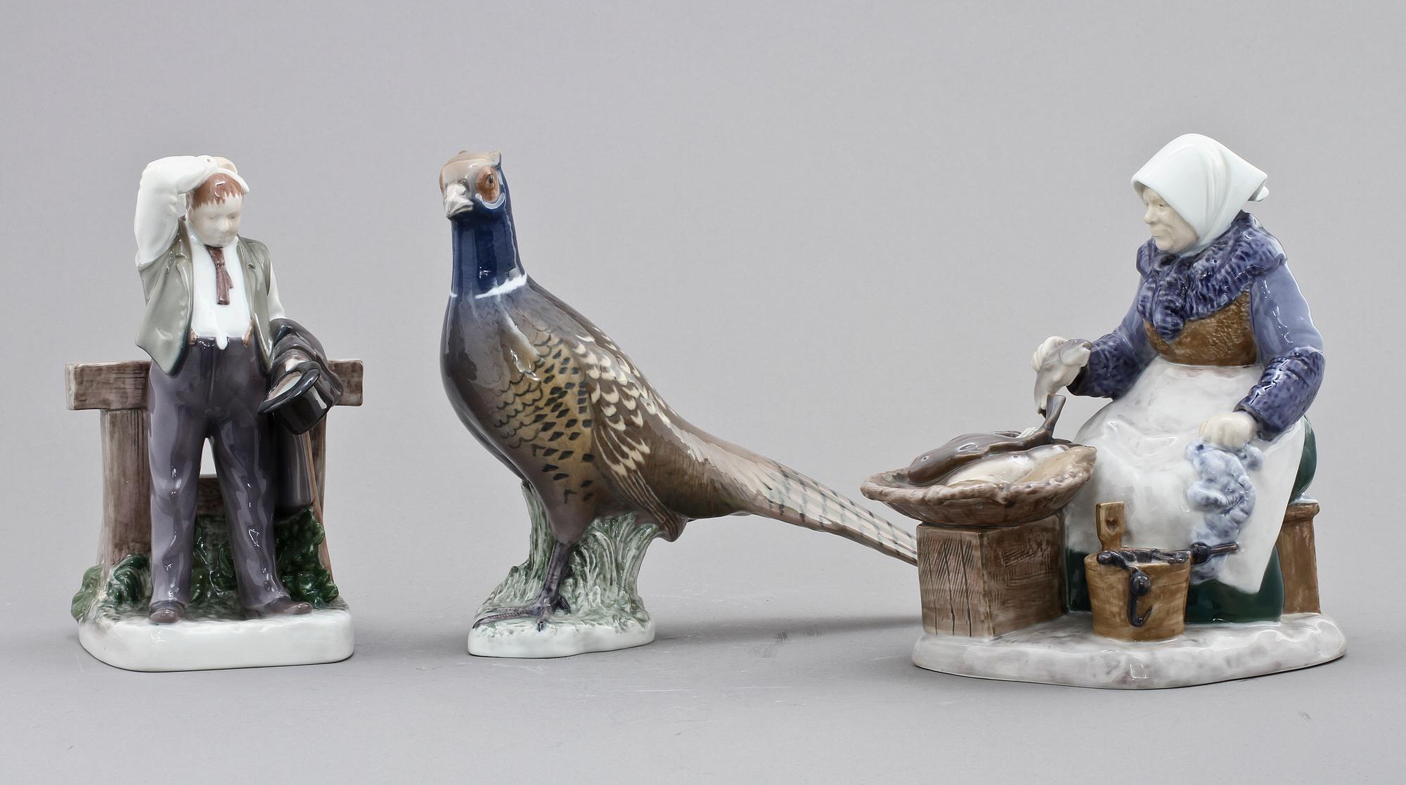 FIGURINER, 3 st, porslin, Bing & Gröndahl, Danmark.
