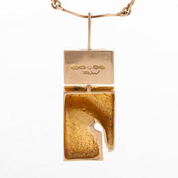 Björn Weckström, necklace, "Narcissos", 14K gold, rock crystal and smoky quartz. Lapponia 1968.