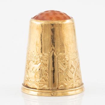 Thimble, ring, sleeve, 18K gold.