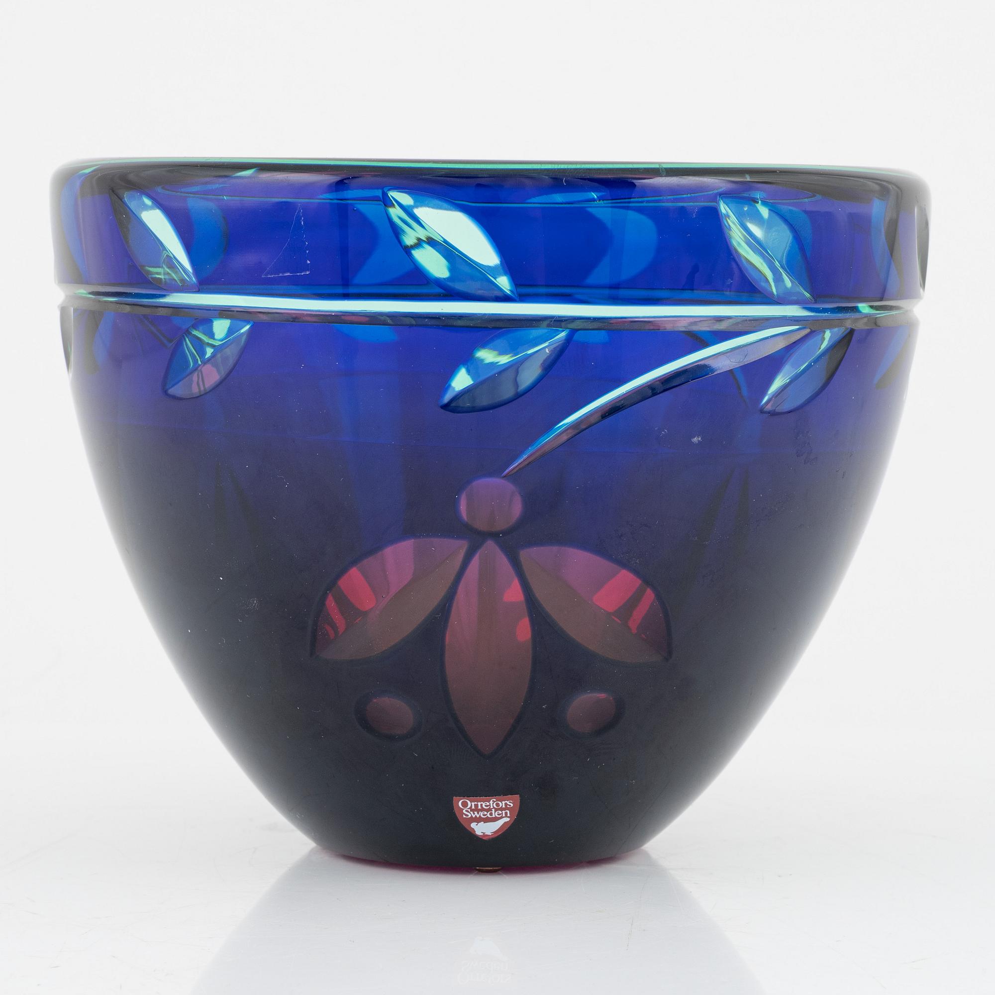 Erika Lagerbielke, skål, glas, Orrefors Gallery, 17/30, daterad -92.