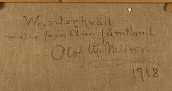 OLOF WALFRID NILSSON, signerad och daterad. Olja på duk.
