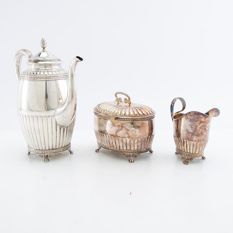 Coffee service 3 dl Empire style GAB silver plate early 20th century.
