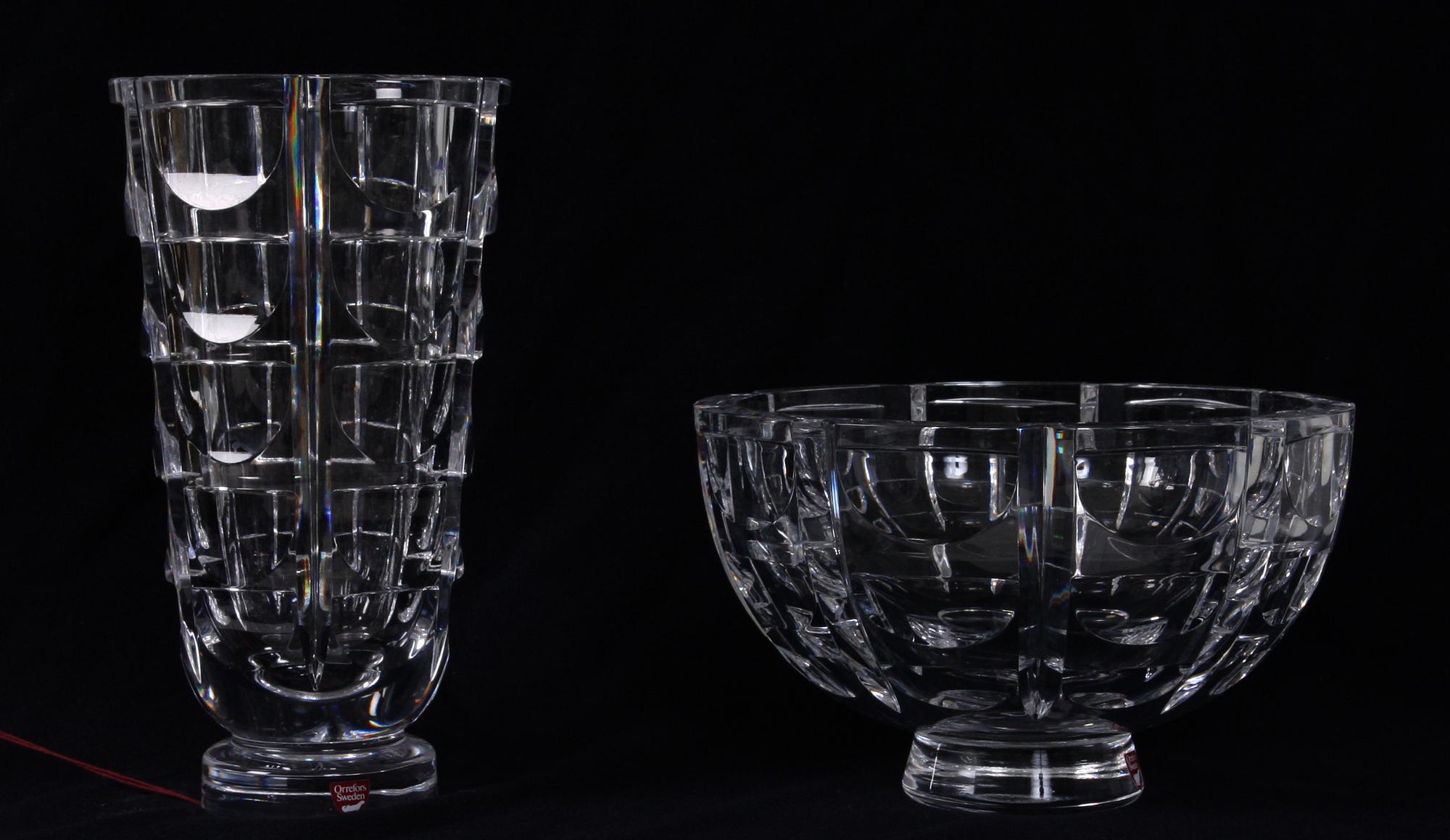 SKÅL samt VAS, glas, "Tusen Fönster", Simon Gate, Orrefors.