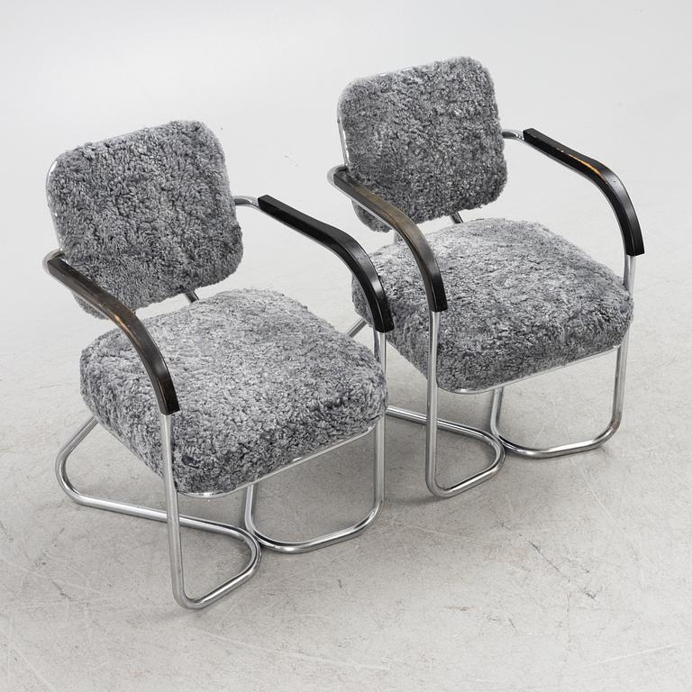 Armchairs, a pair, DS Stålmöbler, Malmö, 1930s.