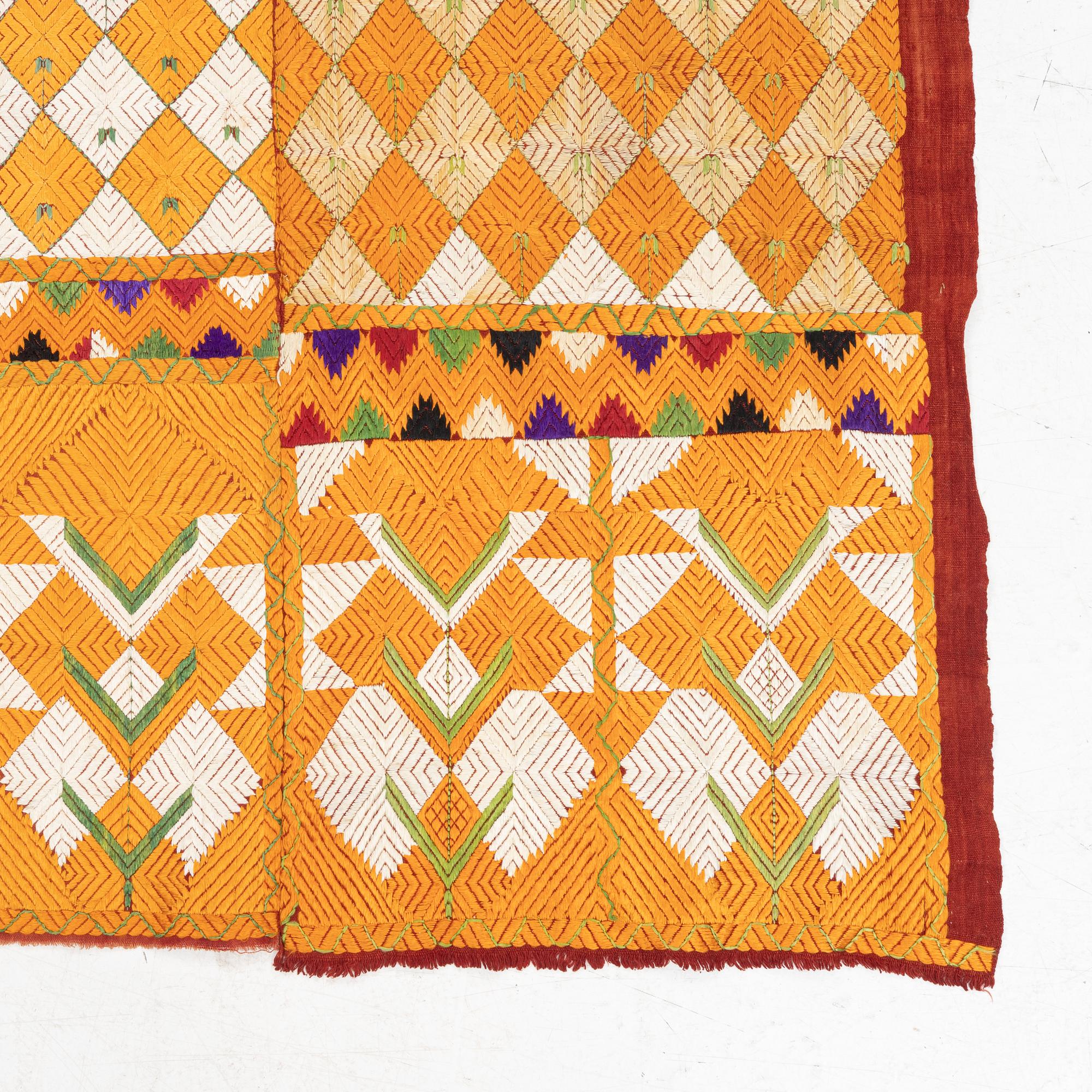 Indian Phulkari Wedding Textile, Silk & Cotton Embroidery, first half of the 20th Century.