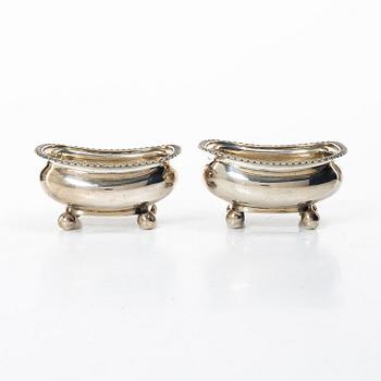 A pair of silver salt cellars, Alexander Hewat, London, England, 1810.