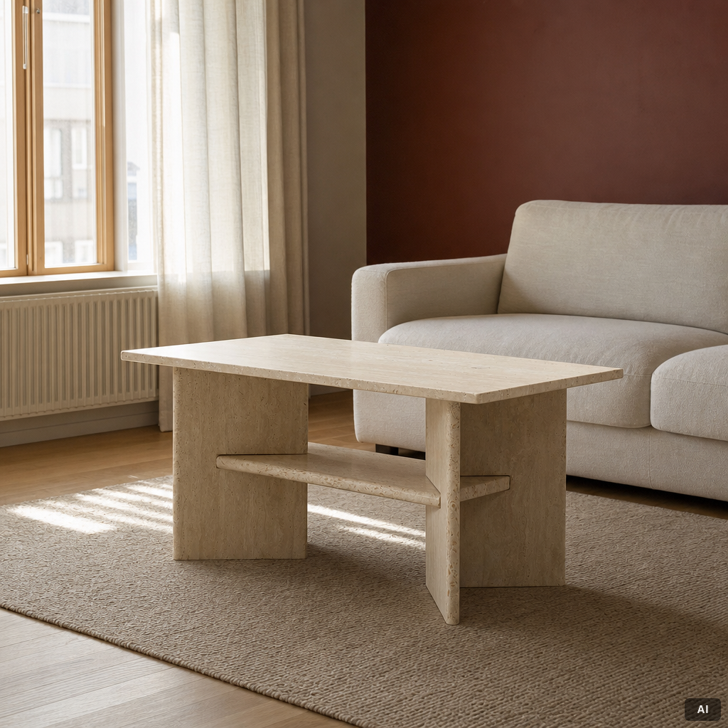 Coffee table, travertine, 1980s.