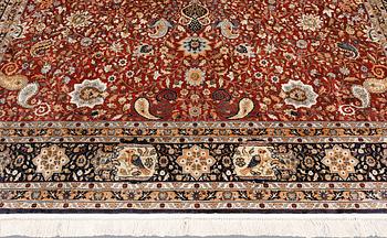 A pictoral Oriental silk carpet, ca 370 x 270 cm.