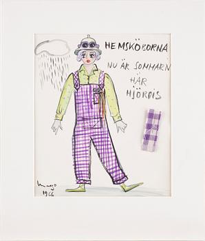 MAX GOLDSTEIN, dräktskisser, teckningar, blyertsskisser, tygprover, ca 30 st, vissa daterade o signerade.