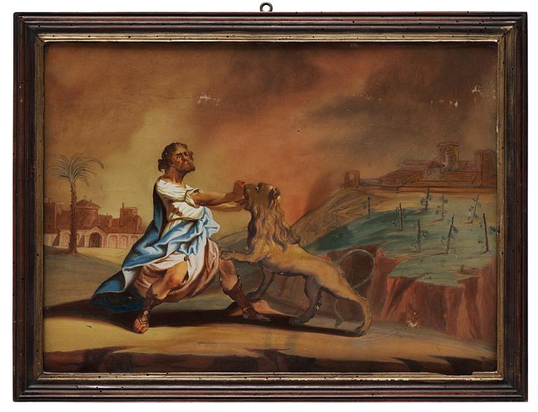 GLASMÅLNINGAR, ett par, 1700-tal.