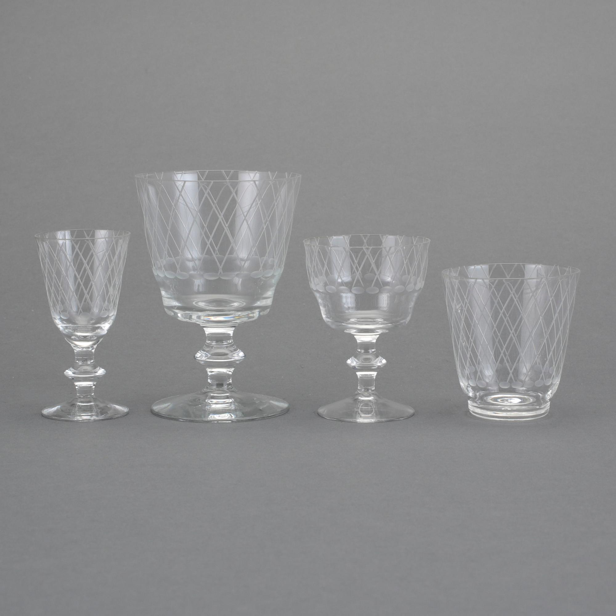 SERVISDELAR, 45 delar, glas, "Sickan", Vicke Lindstrand, Kosta, omkring 1900-talets mitt.
