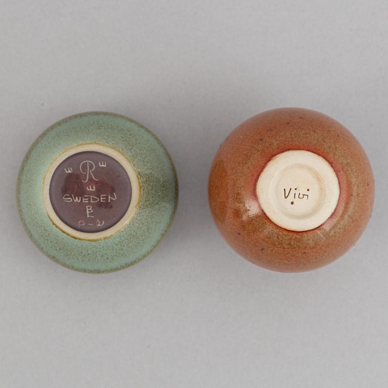 A set of seven stoneware vases, including Bertil Lundgren, Rörstrand, Klase Keramik, Gunnar Anderson and  Yngve Blixt.