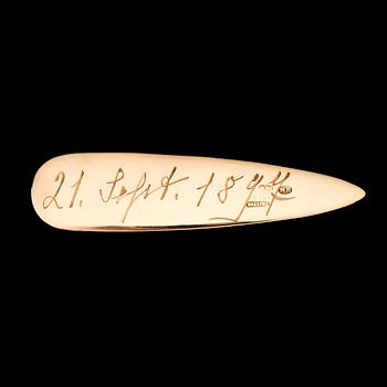 A BOOK MARK, Fabergé, rose cut diamond, 14K (56) gold. St Petersburg, late 19th century.