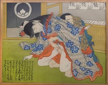 Four color woodcuts, Shunga Japan 19th Century.
