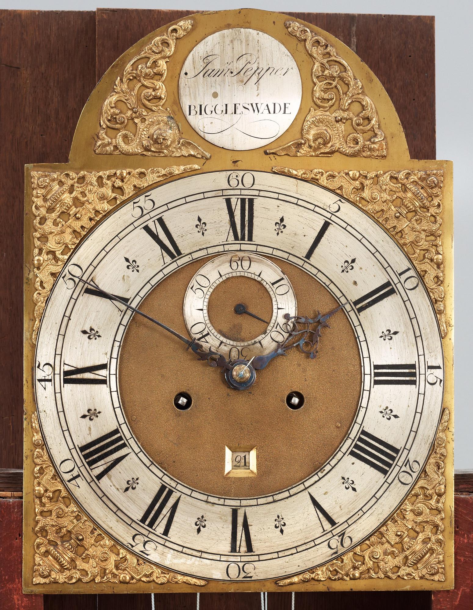 An English circa 1800 long-case clock marked "Jam.s Pepper Biggleswade".