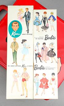 BARBIEDOCKOR, 3 st, Mattel, samt kläder och accessoarer.
