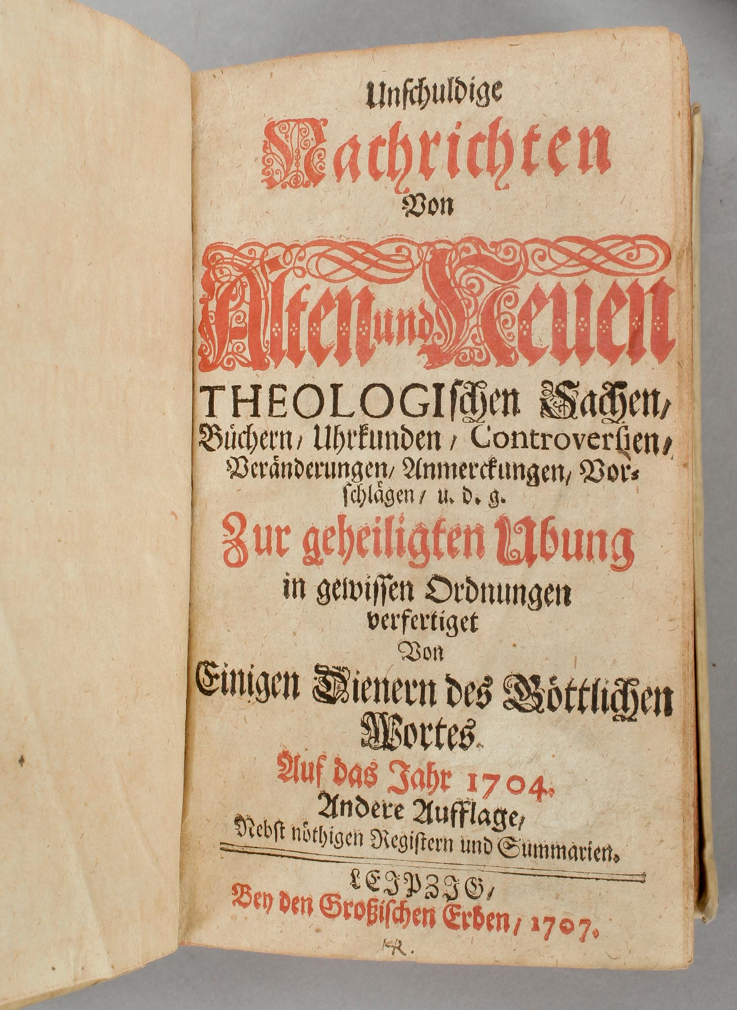 BOKVERK, 46, "...Alten und Neuen Theologische Sachen..", Leipzig 1706-55.