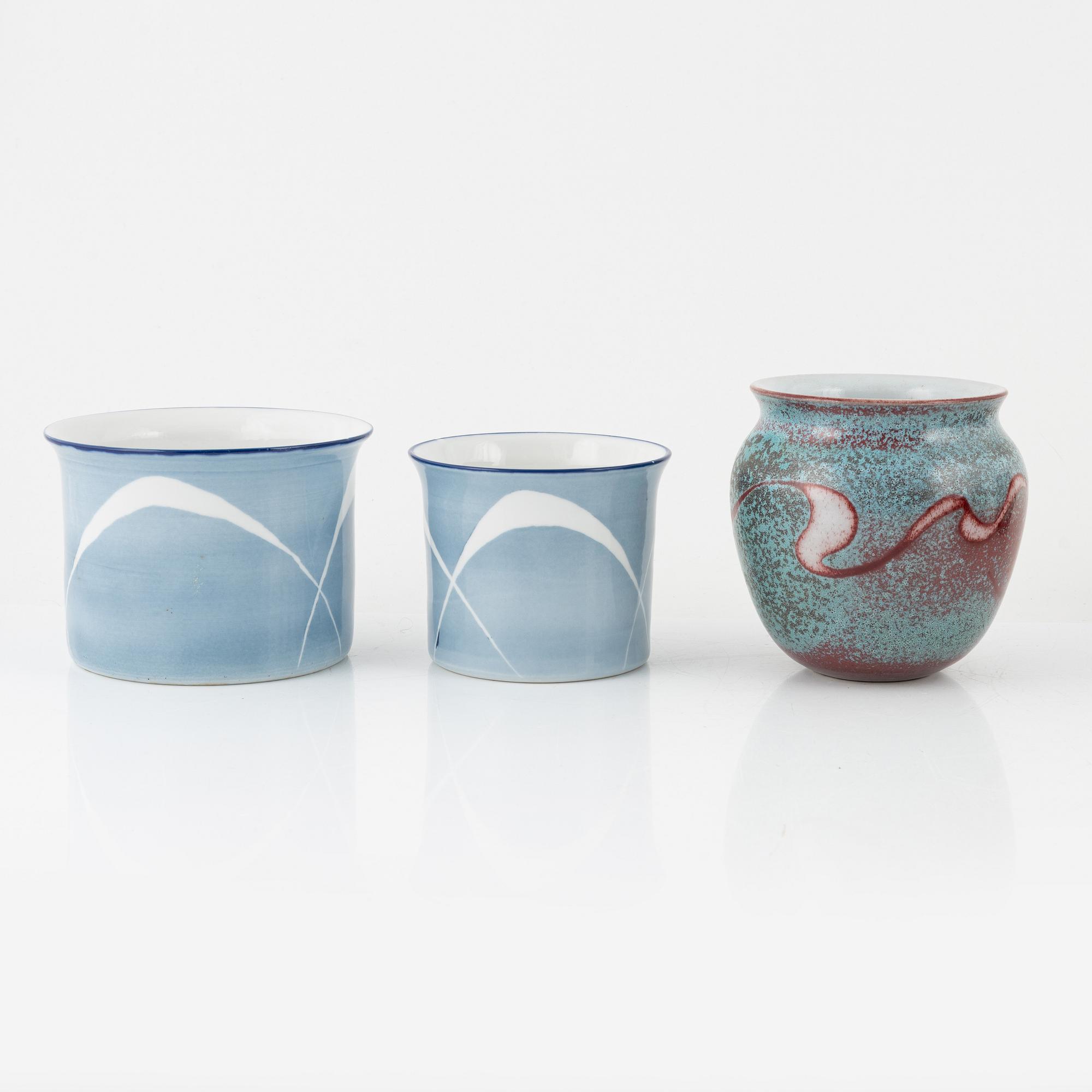Gösta Millberg, a group of three vases and three pots, Rörstrand.