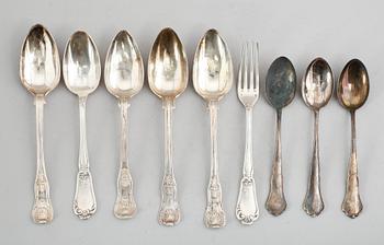 BESTICK, 9 delar, silver, 1800-/1900-tal. Vikt ca 620 gram.