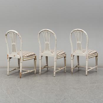 STOLAR, 3 stycken, gustavianska stockholmsarbeten, 1700-talets slut.