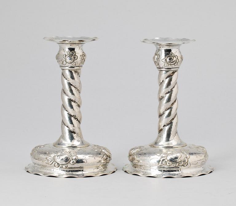 LJUSSTAKAR, ett par, silver, C G Hallberg, Stockholm, 1928.