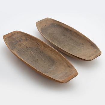 Four wooden bowls, 19th-20th Century.