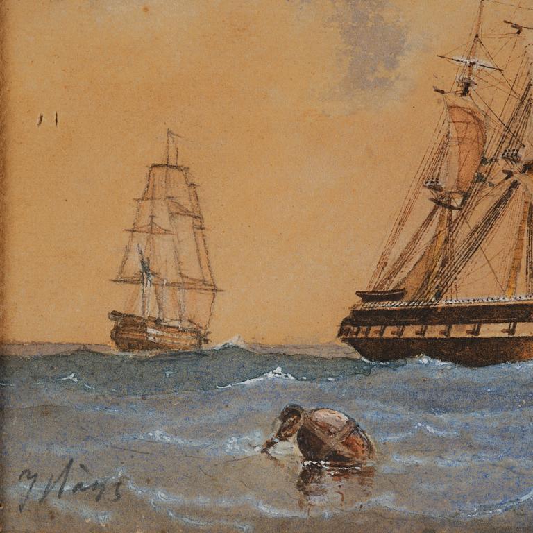 Jacob Hägg, The frigate "Vanadis" on a beam reach.