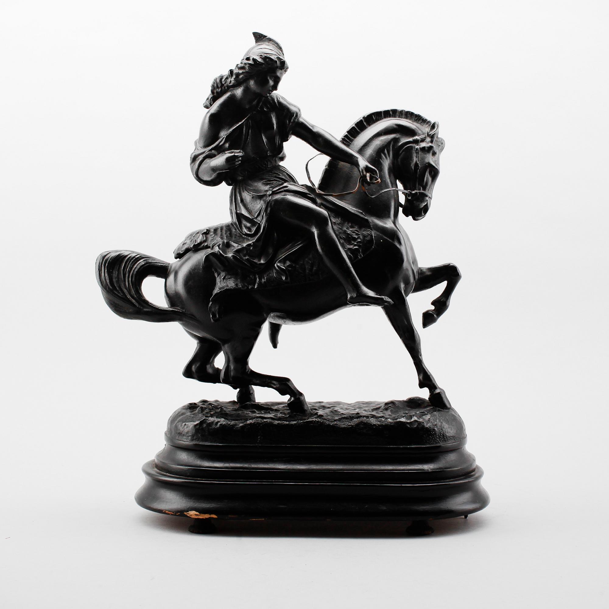 SKULPTUR, svartmålad metall, omkring år 1900.