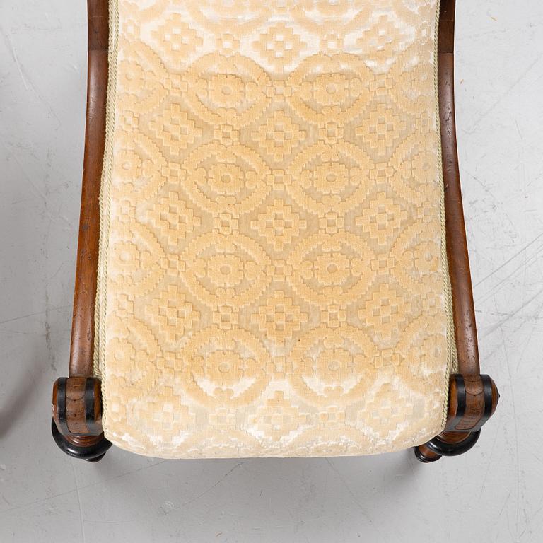 Swan-neck chairs, a pair, circa 1850.