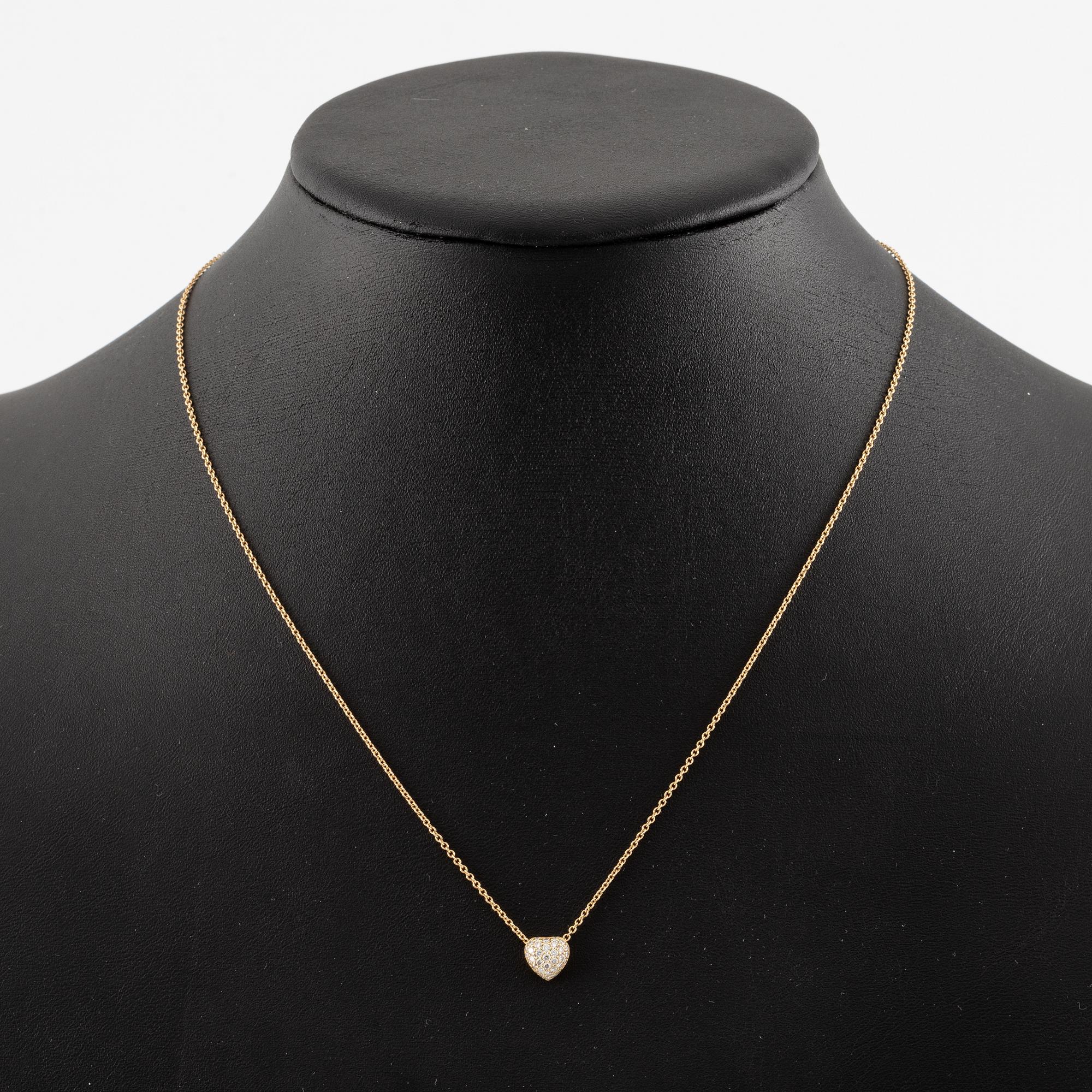 Engelbert, collier, "pavé heart", 18K guld med briljantslipade diamanter.