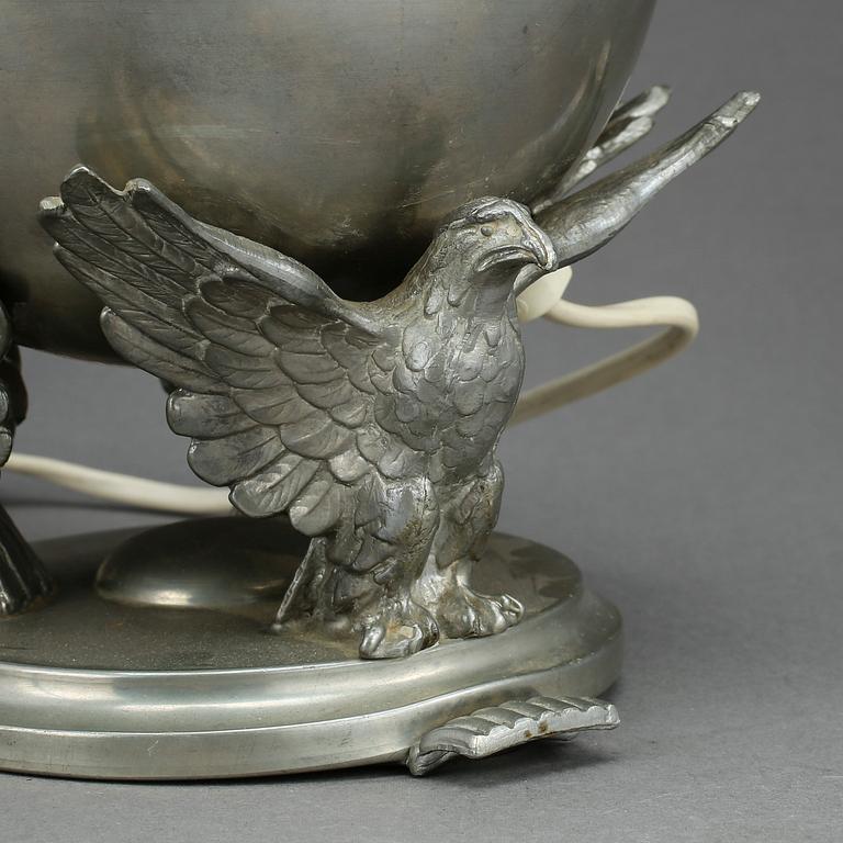 BORDSLAMPA, tenn, art déco, 1920-30-tal.