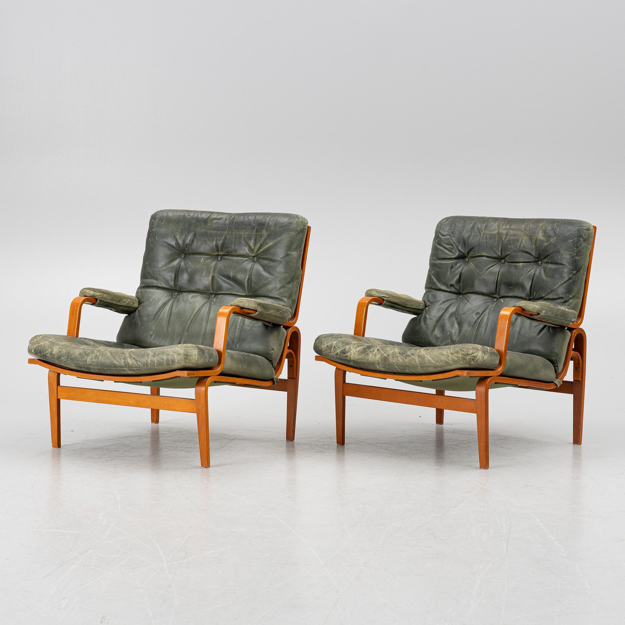 Bruno Mathsson, Armchairs, a pair, "Ingrid", Dux, late 20th century.