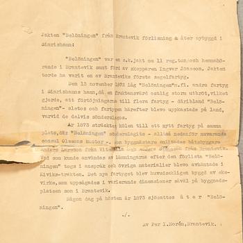 Unknown artist 20th century, "The ship Belöningen, Brantevik".